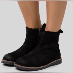 Birkenstock Unisex Melrose Suede Leather fur lined Boots - size 36- Black